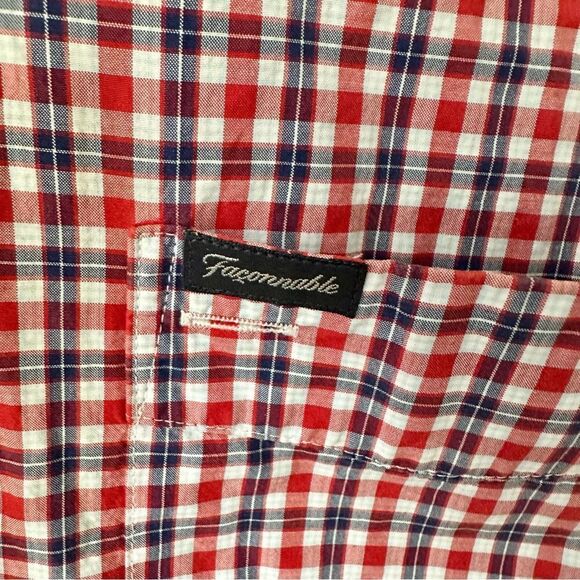 Faconnable red check short sleeved button down shirt - Picture 6 of 9
